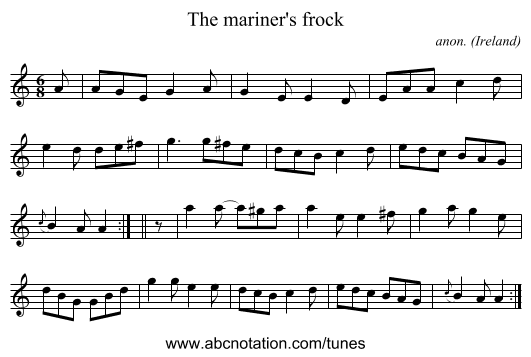 The mariner's frock - staff notation