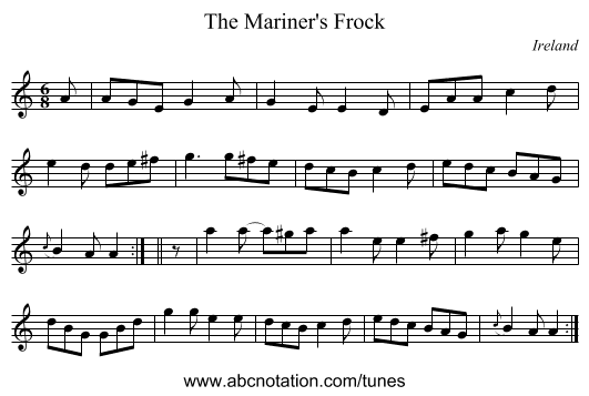 The Mariner's Frock - staff notation