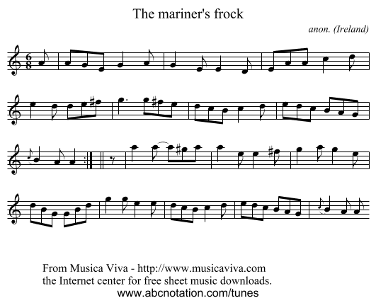 The mariner's frock - staff notation