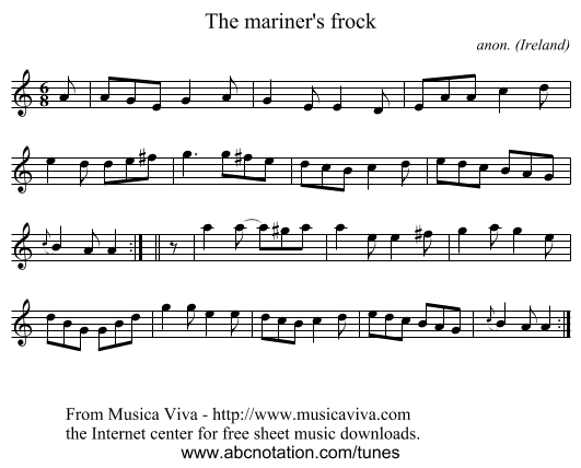 The mariner's frock - staff notation