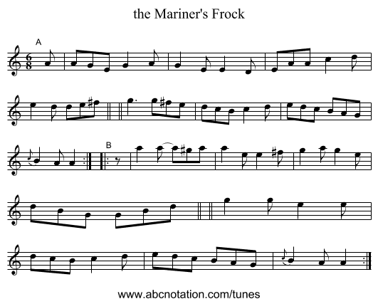 the Mariner's Frock - staff notation