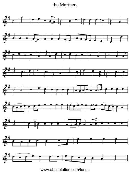 the Mariners - staff notation