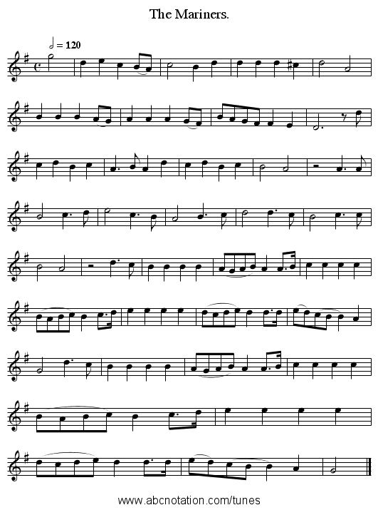 The Mariners. - staff notation