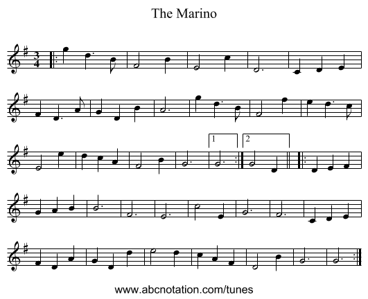 The Marino - staff notation