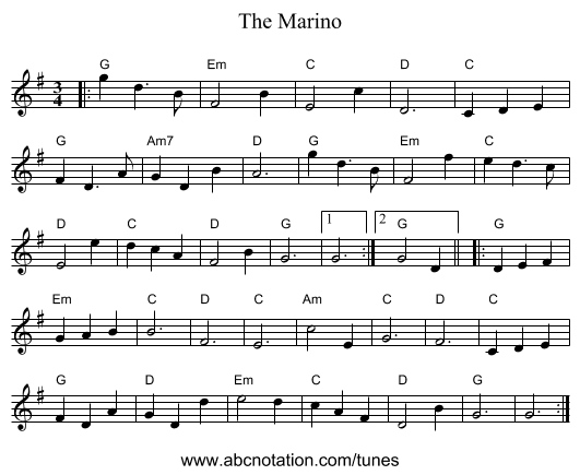 The Marino - staff notation