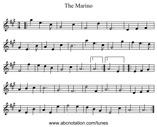 The Marino - staff notation