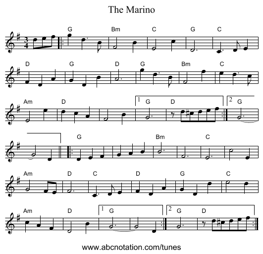 The Marino - staff notation