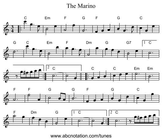 The Marino - staff notation