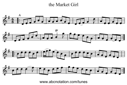 the Market Girl - staff notation