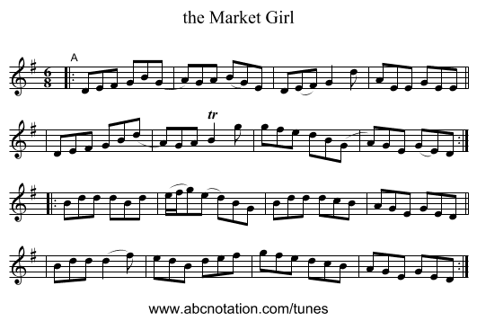 the Market Girl - staff notation