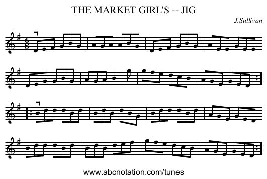 THE MARKET GIRL'S -- JIG - staff notation