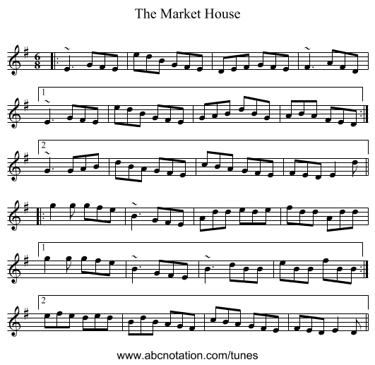 The Market House - staff notation