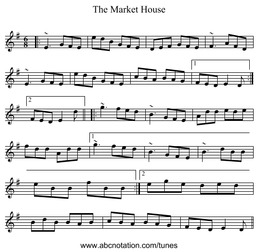 The Market House - staff notation