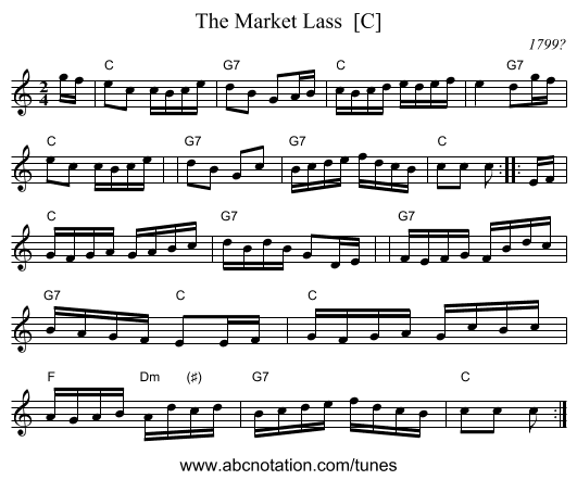The Market Lass  [C] - staff notation