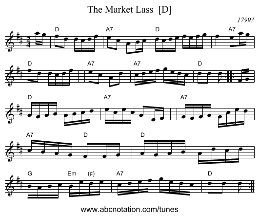 The Market Lass  [D] - staff notation