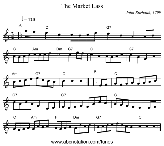 The Market Lass - staff notation