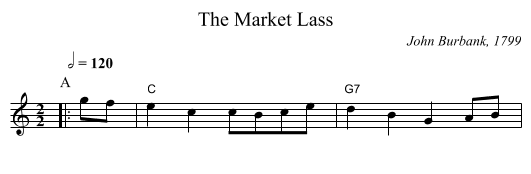 The Market Lass - staff notation