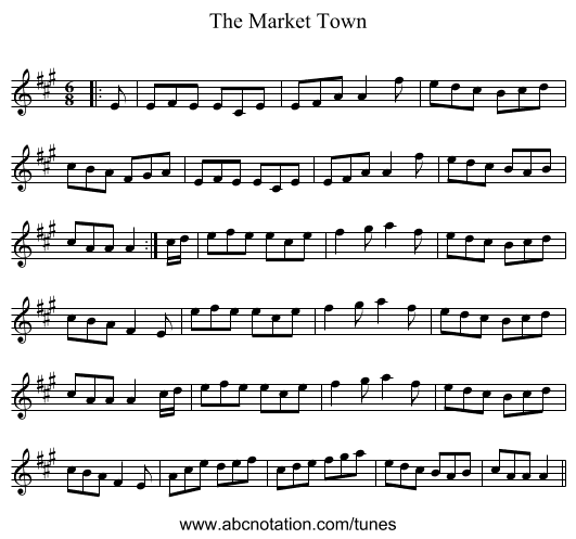 The Market Town - staff notation