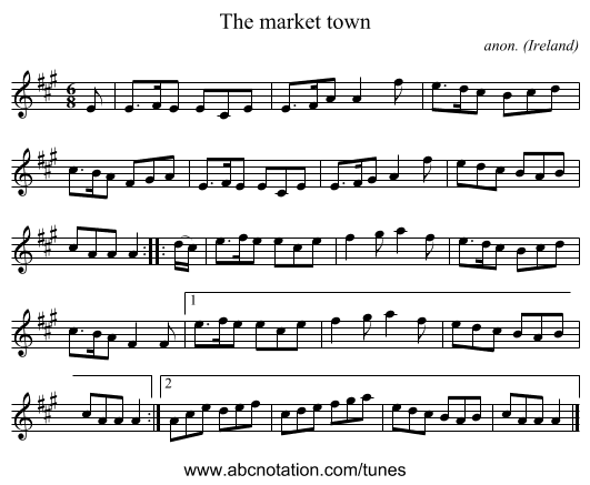 The market town - staff notation