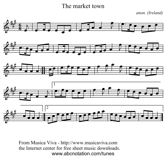 The market town - staff notation