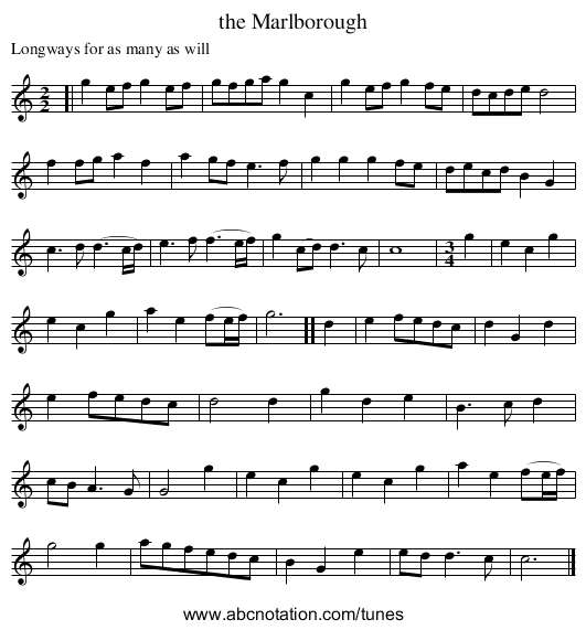 the Marlborough - staff notation