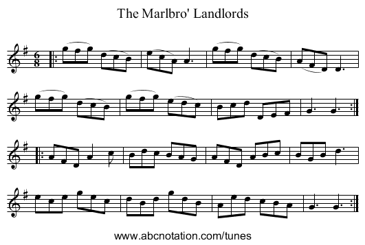 The Marlbro' Landlords - staff notation