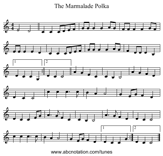 The Marmalade Polka - staff notation