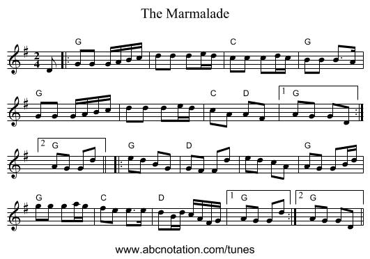 The Marmalade - staff notation