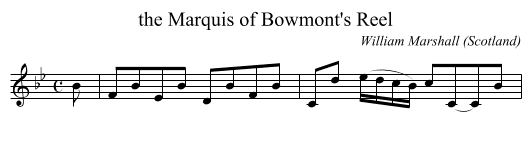 the Marquis of Bowmont's Reel - staff notation