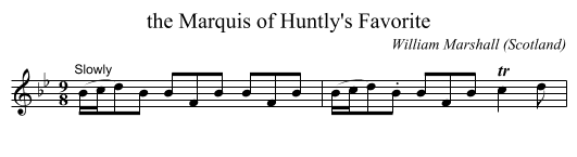 the Marquis of Huntly's Favorite - staff notation