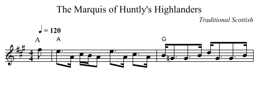 The Marquis of Huntly's Highlanders - staff notation
