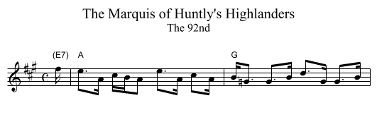 The Marquis of Huntly's Highlanders - staff notation