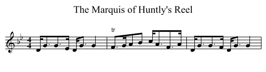 The Marquis of Huntly's Reel - staff notation