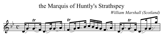 the Marquis of Huntly's Strathspey - staff notation