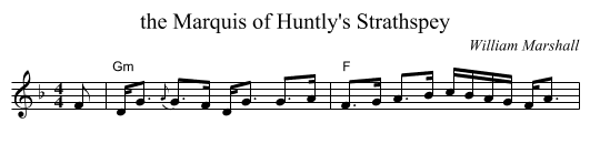 the Marquis of Huntly's Strathspey - staff notation