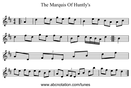 The Marquis Of Huntly's - staff notation