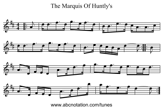 The Marquis Of Huntly's - staff notation