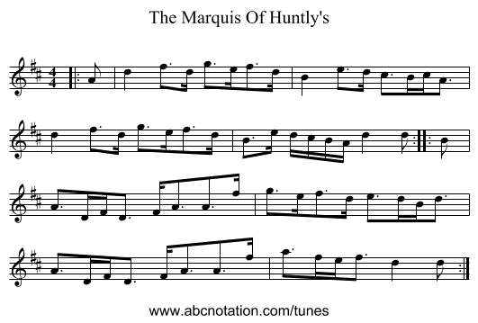 The Marquis Of Huntly's - staff notation