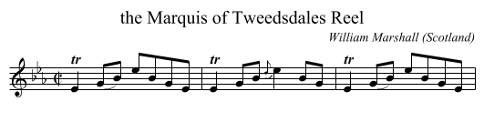 the Marquis of Tweedsdales Reel - staff notation