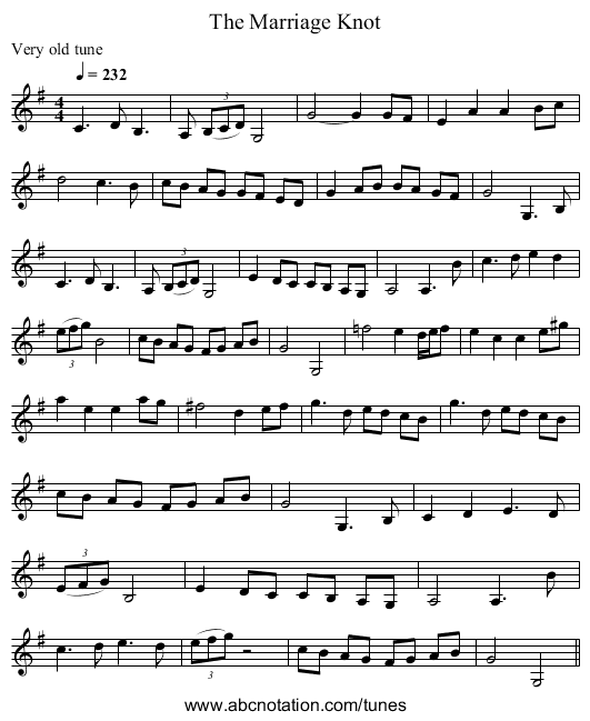 The Marriage Knot - staff notation