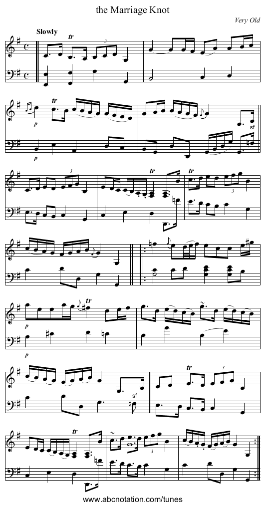 the Marriage Knot - staff notation