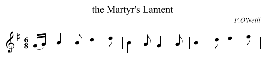 the Martyr's Lament - staff notation