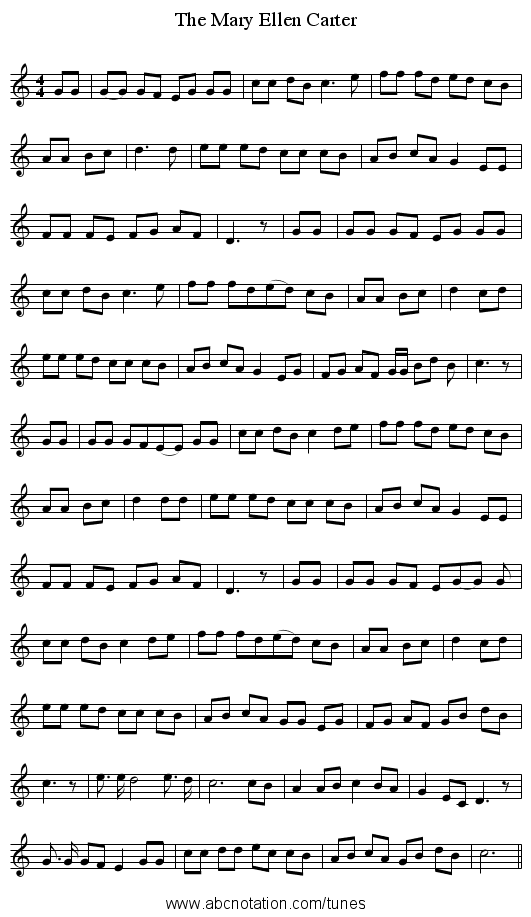 The Mary Ellen Carter - staff notation