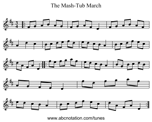 The Mash-Tub March - staff notation