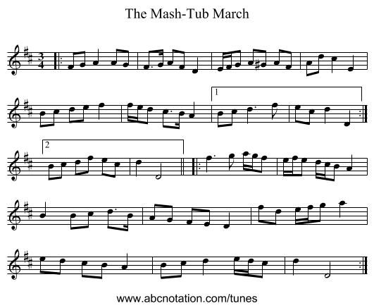 The Mash-Tub March - staff notation