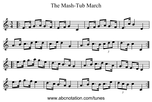 The Mash-Tub March - staff notation