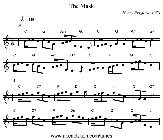 The Mask - staff notation