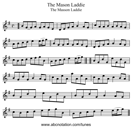 The Mason Laddie - staff notation