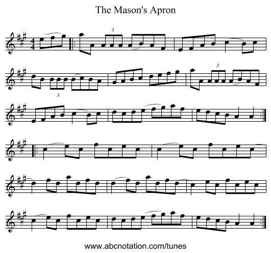 The Mason's Apron - staff notation