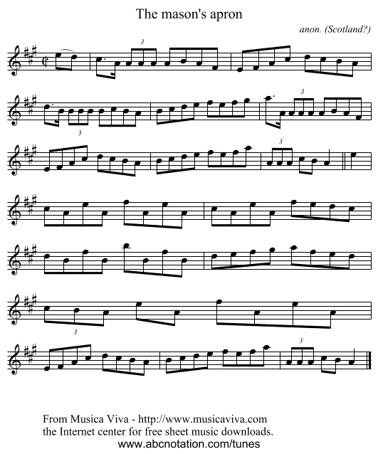 The mason's apron - staff notation